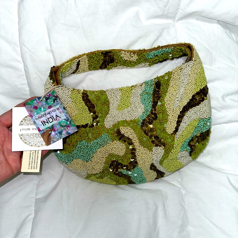 Viral Green Beaded/sequin Bag NWT - Picture 4 of 5